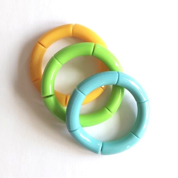 Tube Bamboo Bangle Bracelet - Lime Green - Picture 3 of 7